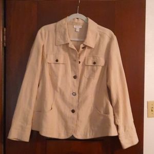 Never worn womans 1X Charter Club beige jean style jacket.